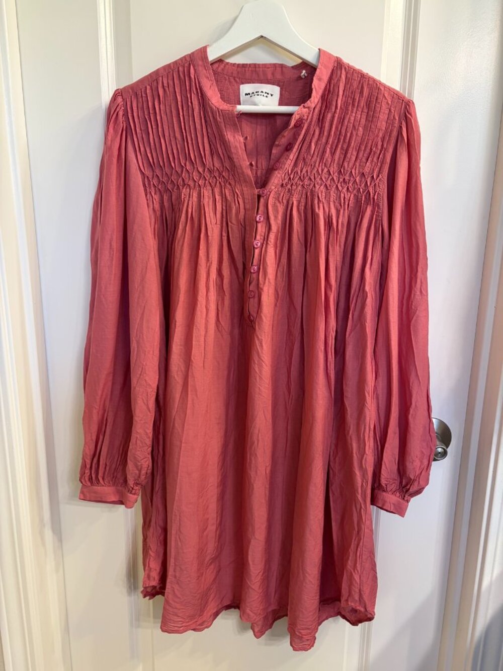 Isabel Marant Etoile Danael Smocked Dress Pink FR 34